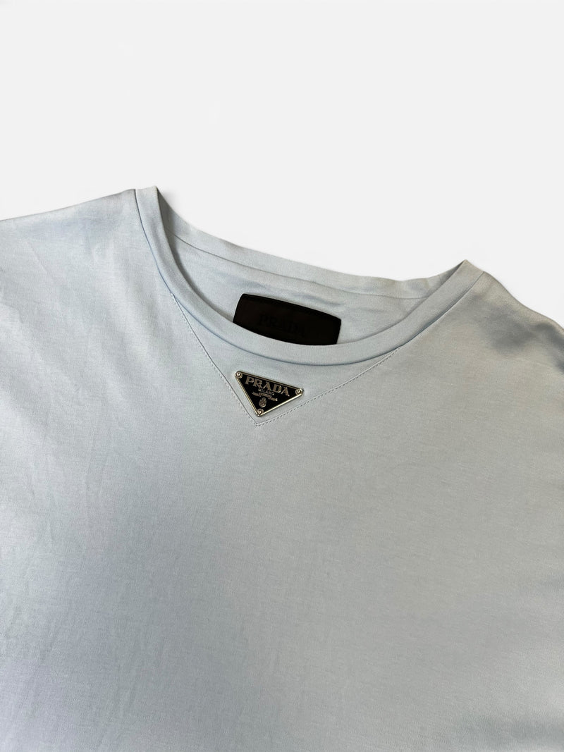 PRADA MENS T-SHIRT - BABY BLUE - MEDIUM - PRELOVED